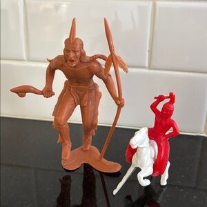 Vintage Louis Marx & Co Native American Figure - 
& Native American on Horse